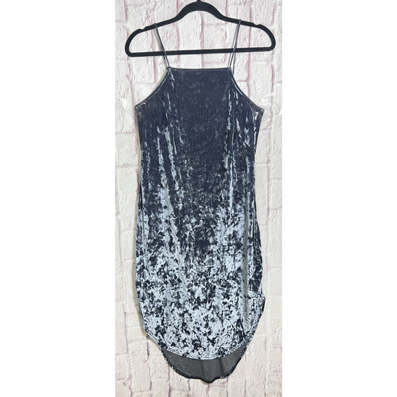 T.D.C Strappy Whimsy Goth Crushed Velvet Gray Slip Dress Halter Neck Size M - Picture 1 of 7